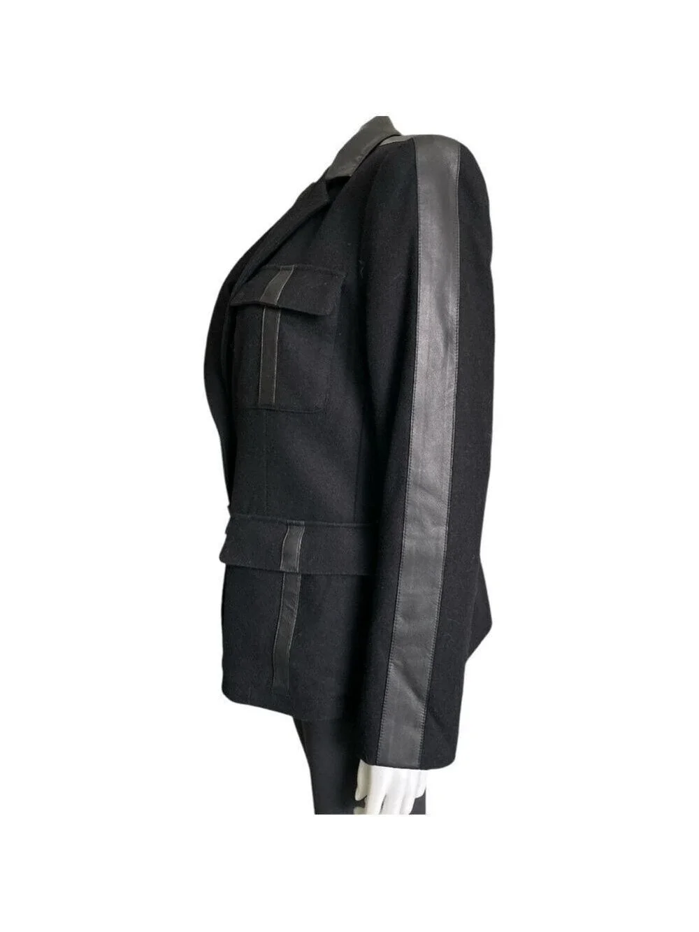 DKNY Wool Lambskin Leather Blazer Jacket Size Large